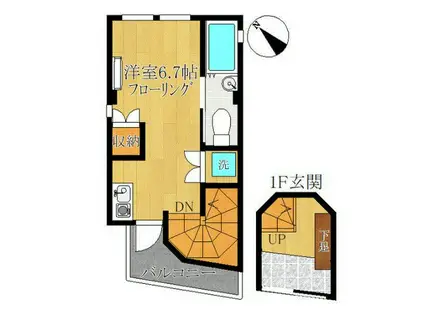 ハウズM(ワンルーム/1階)の間取り写真