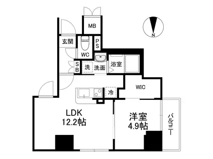 ファステート京都堀川スクエア(1LDK/8階)の間取り写真