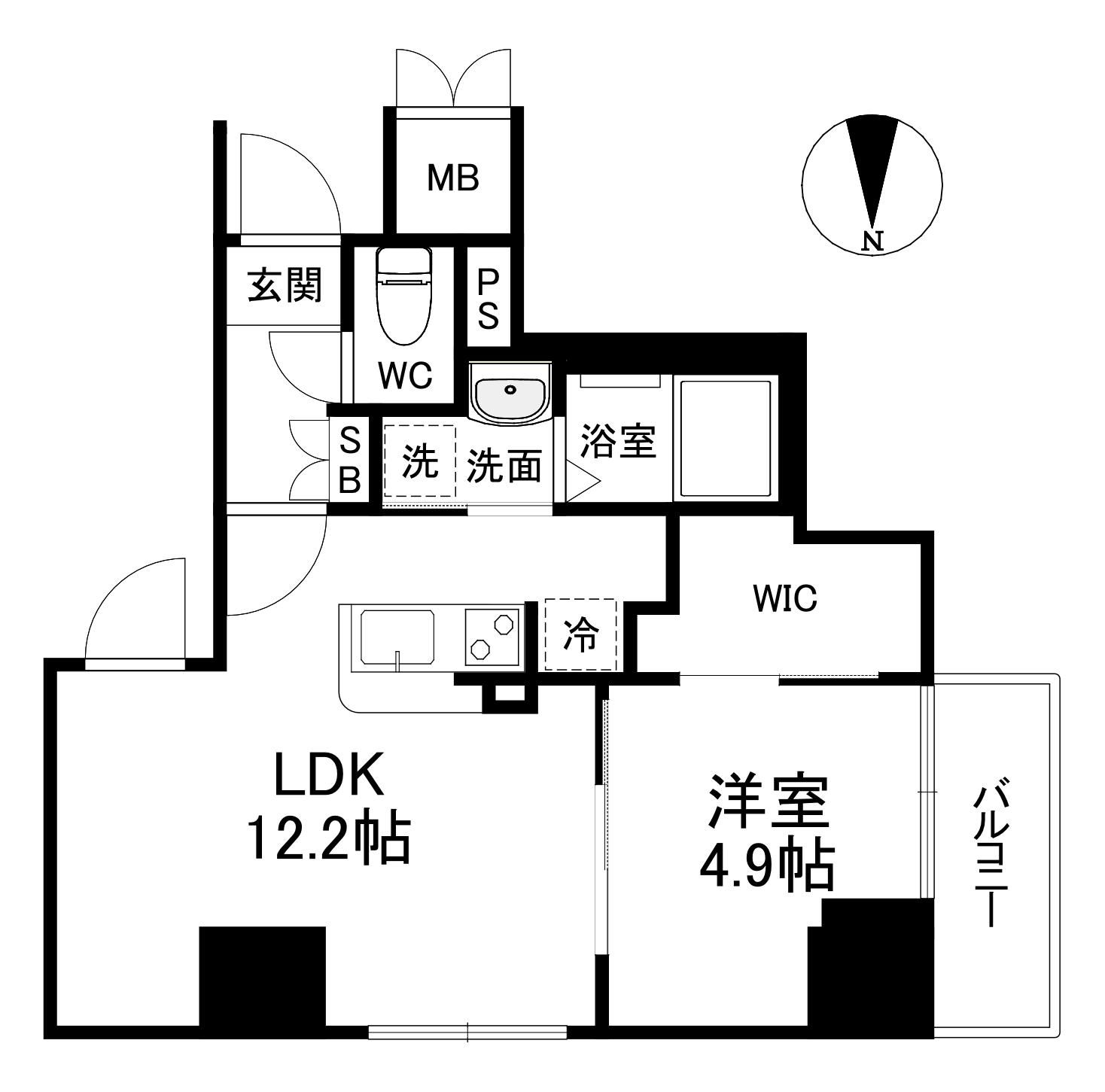 ファステート京都堀川スクエア(1LDK/9階)の間取り写真