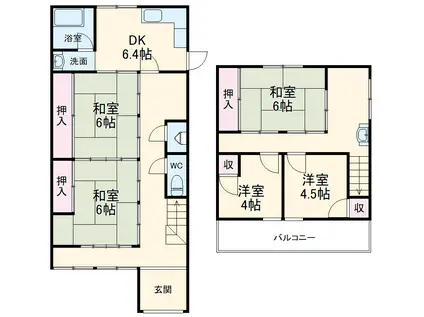 近鉄名古屋線 伏屋駅 徒歩29分 2階建 築50年(5DK)の間取り写真