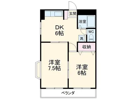 ハイツ嶋森(2DK/3階)の間取り写真