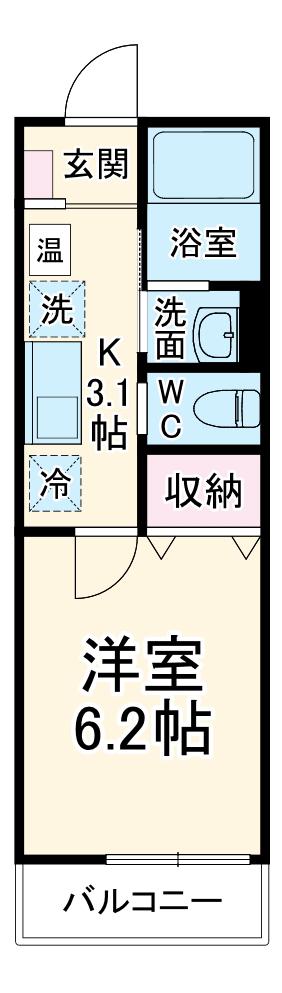 ティルタ南住吉(1K/2階)の間取り写真