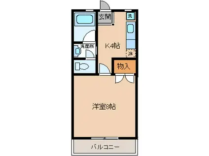 東エイト(1K/1階)の間取り写真