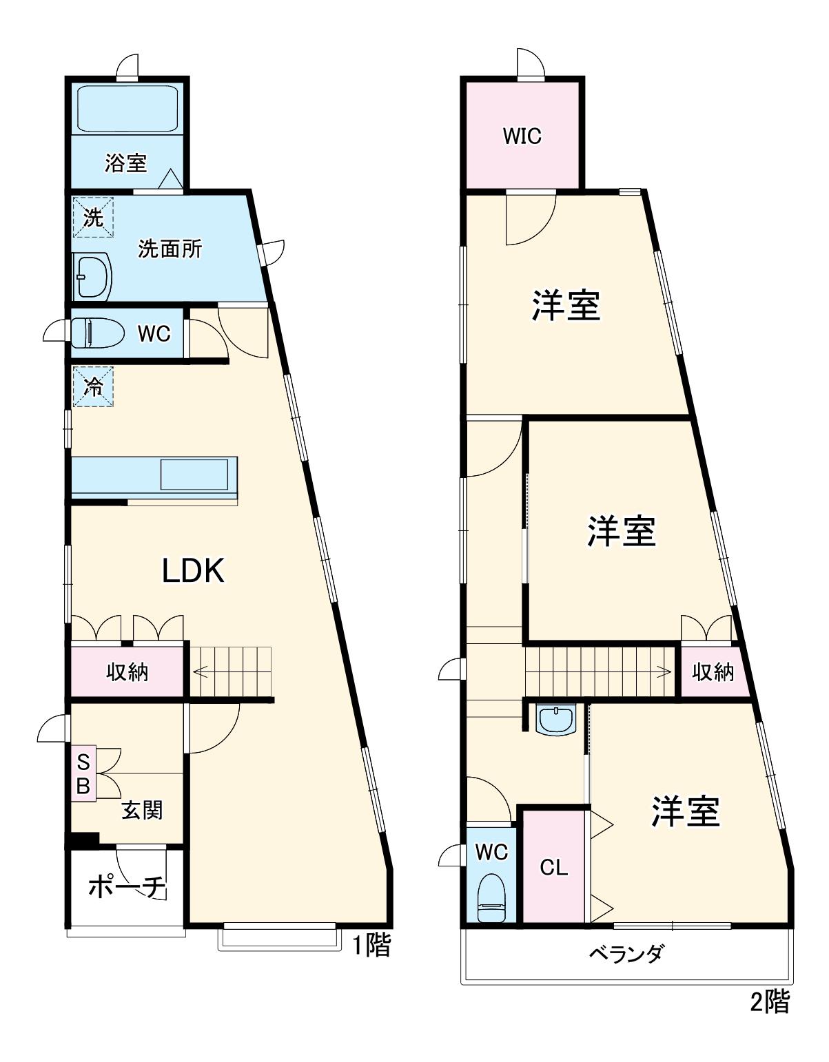 静岡鉄道静岡清水線 入江岡駅 徒歩3分 2階建 築9年(3LDK)の間取り写真