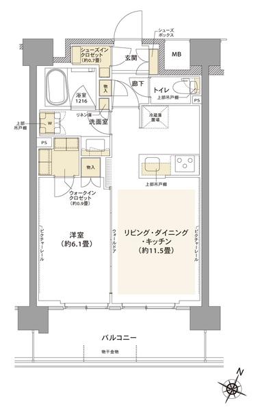 コムレジ赤羽 棟(1LDK/4階)の間取り写真