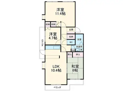 ハイコーポ中田(3LDK/2階)の間取り写真