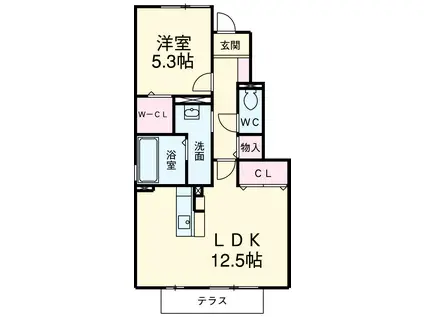 プレジール(1LDK/1階)の間取り写真