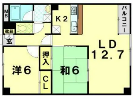 ヒルサイトM(2LDK/1階)の間取り写真