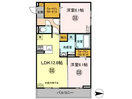 アマーテ元吉田(2LDK/2階)の間取り写真