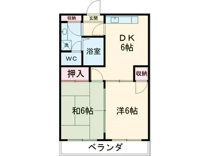 ビューハイム(2DK/3階)の間取り写真