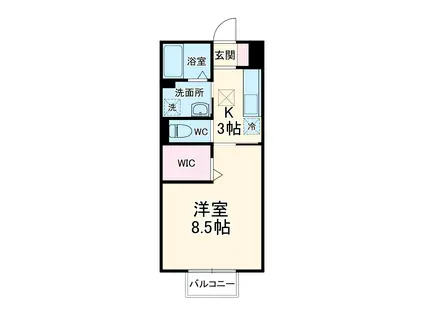 ブランフルール(1K/1階)の間取り写真