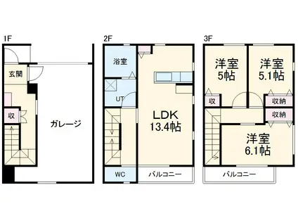 Ｋ’ｓ　Ｇａｌｉｅｕ（ケーズガリュー）Ⅱ(3LDK)の間取り写真