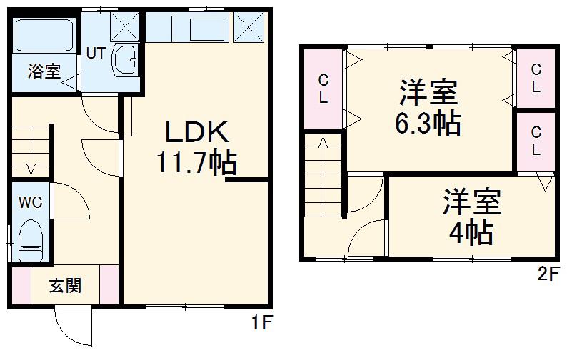 東海道本線 西岐阜駅 徒歩17分 2階建 築42年(2LDK)の間取り写真