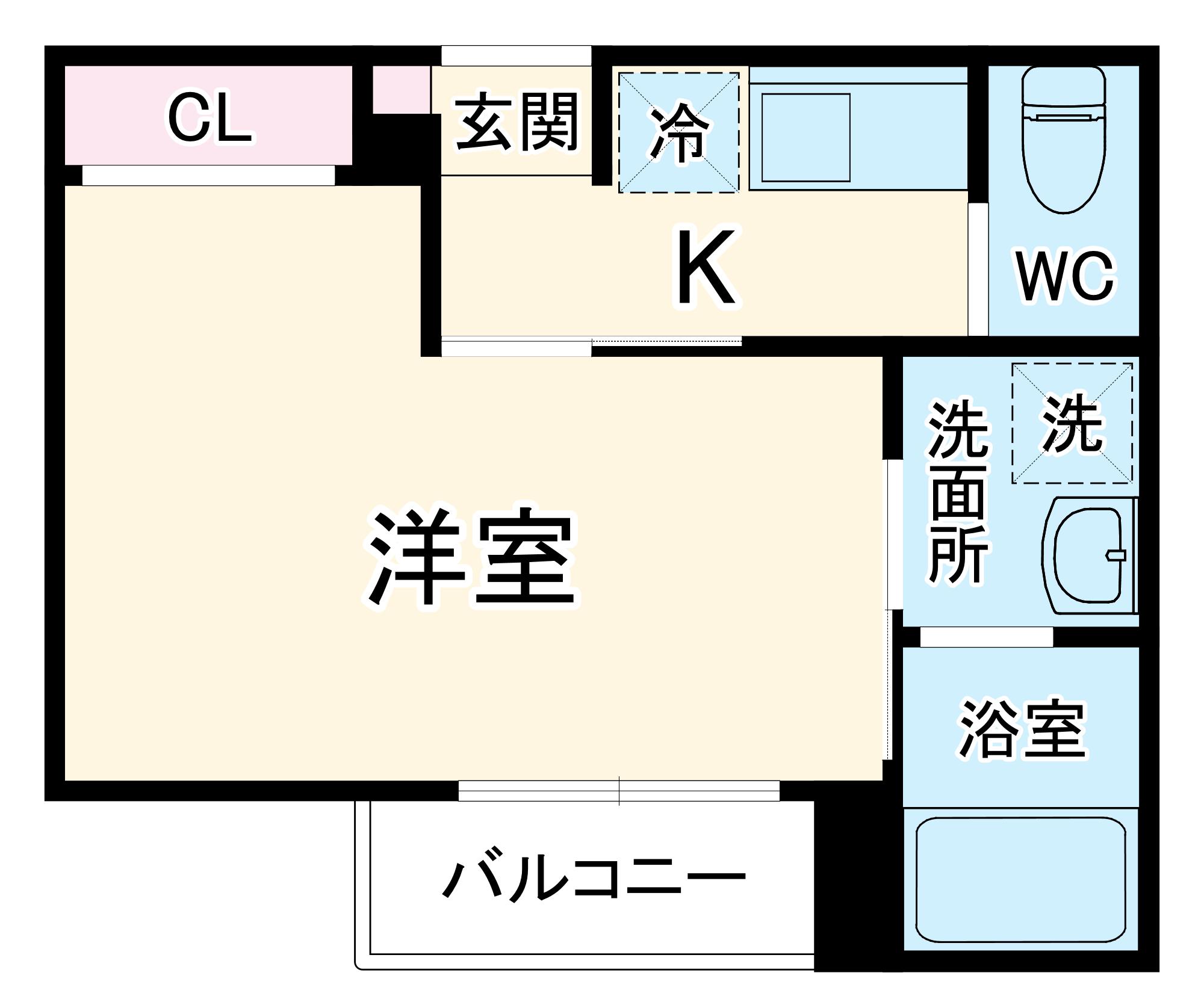アベリア(1K/1階)の間取り写真
