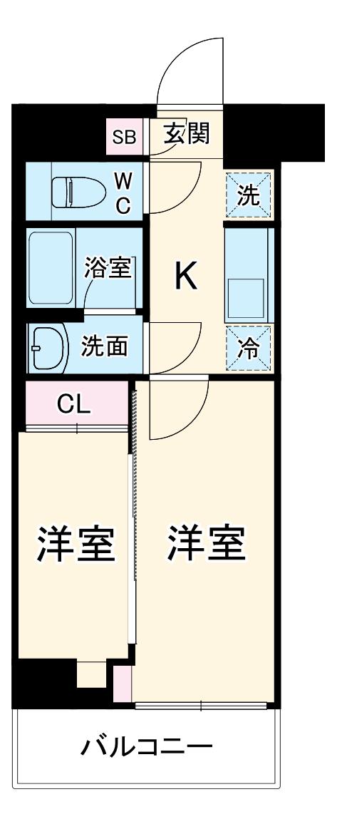 メインステージ川口リンクス(2K/6階)の間取り写真