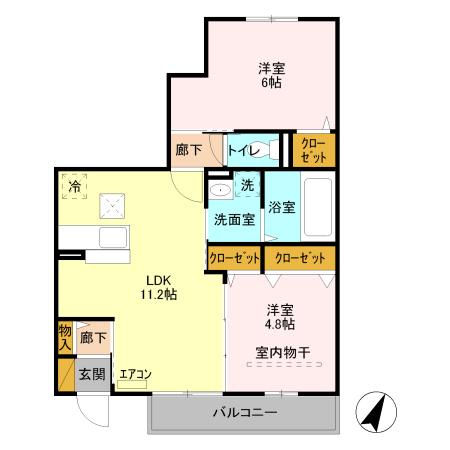 BAMBOO GROVE(2LDK/1階)の間取り写真