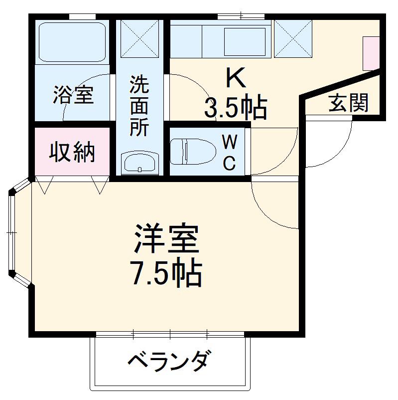 MELONE373(1K/2階)の間取り写真