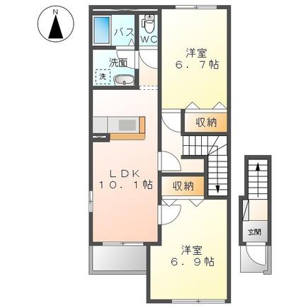 フォレストⅡ(2LDK/2階)の間取り写真