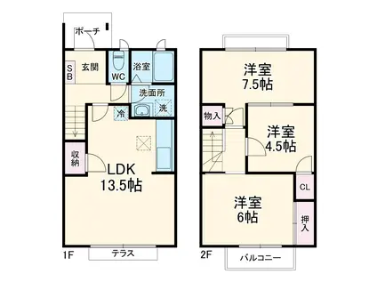 メゾンワコウ(3LDK)の間取り写真