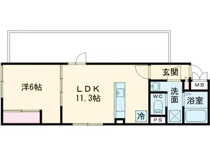 メゾンドクレール西大路(1LDK/6階)の間取り写真