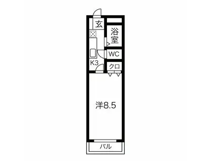 ルピナスUMESATO(1K/1階)の間取り写真