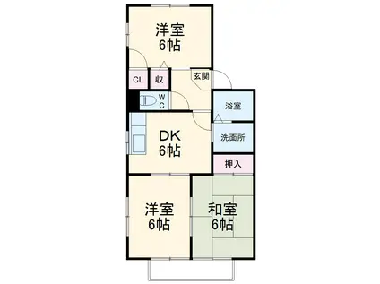 ディアス悠久(3DK/2階)の間取り写真