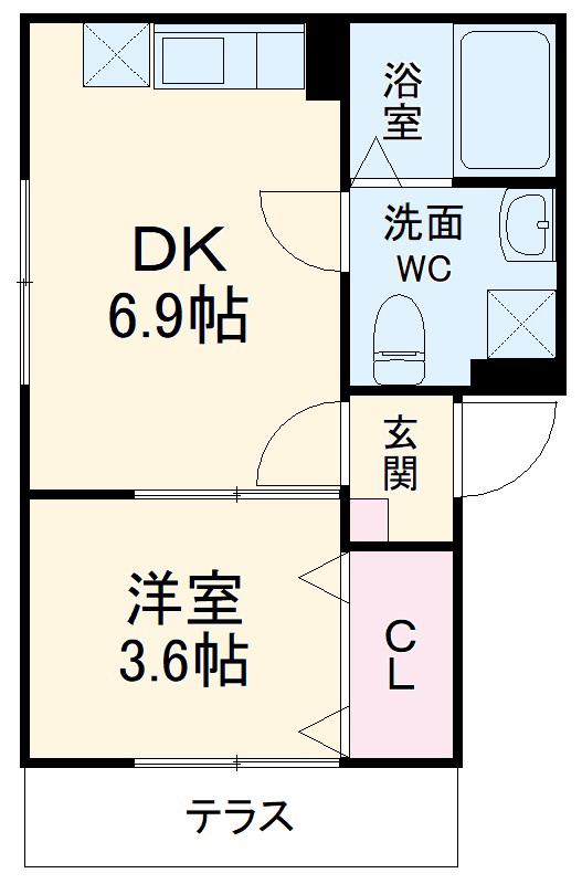 AJ新松戸Ⅱ(1DK/1階)の間取り写真