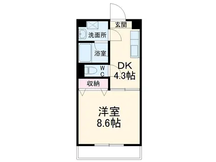 VIVACE(1DK/2階)の間取り写真