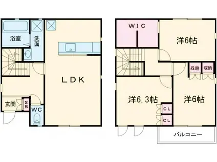 中央本線 東小金井駅 徒歩10分 2階建 築4年(3LDK)の間取り写真