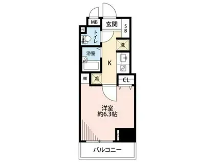 メインステージ西新宿(1K/11階)の間取り写真
