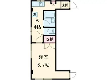 ドミール洗足(1K/2階)の間取り写真