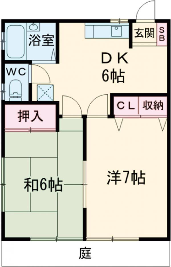 グリーンハイツ(2DK/1階)の間取り写真