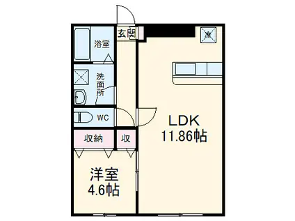 フルセイル下溝(1LDK/1階)の間取り写真