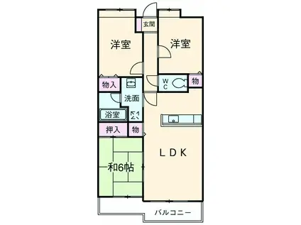 ソレイユ松戸(3LDK/2階)の間取り写真