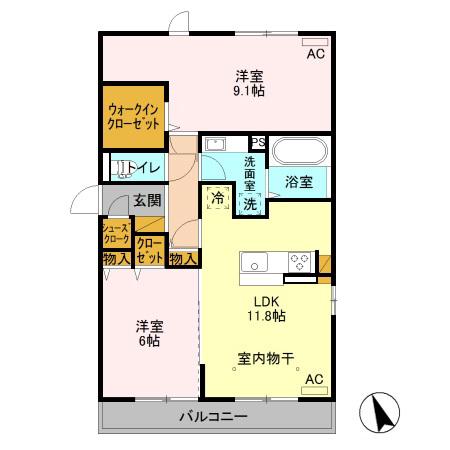 ルービーパレス Ⅱ(2LDK/2階)の間取り写真