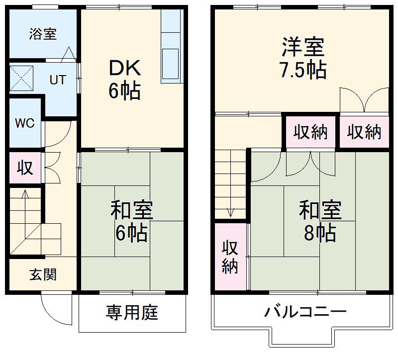 共立セブンマンション(3DK/1階)の間取り写真