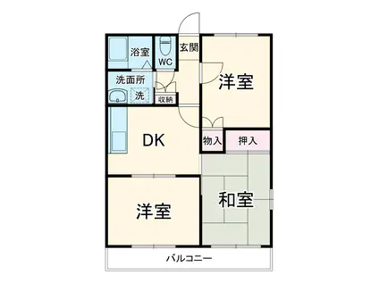 グランハイム川端B棟(3DK/1階)の間取り写真
