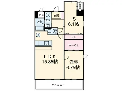 カーサビアンカ東岡崎(1SLDK/12階)の間取り写真