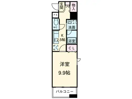 カーサビアンカ東岡崎(1K/4階)の間取り写真