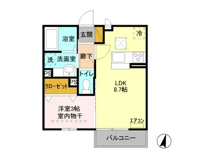 FLEURET(1LDK/1階)の間取り写真