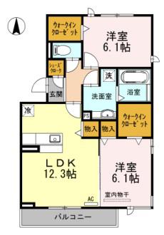 ディアコート28 A棟(2LDK/3階)の間取り写真