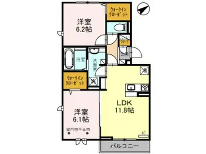 アロサール Ⅱ(2LDK/1階)の間取り写真