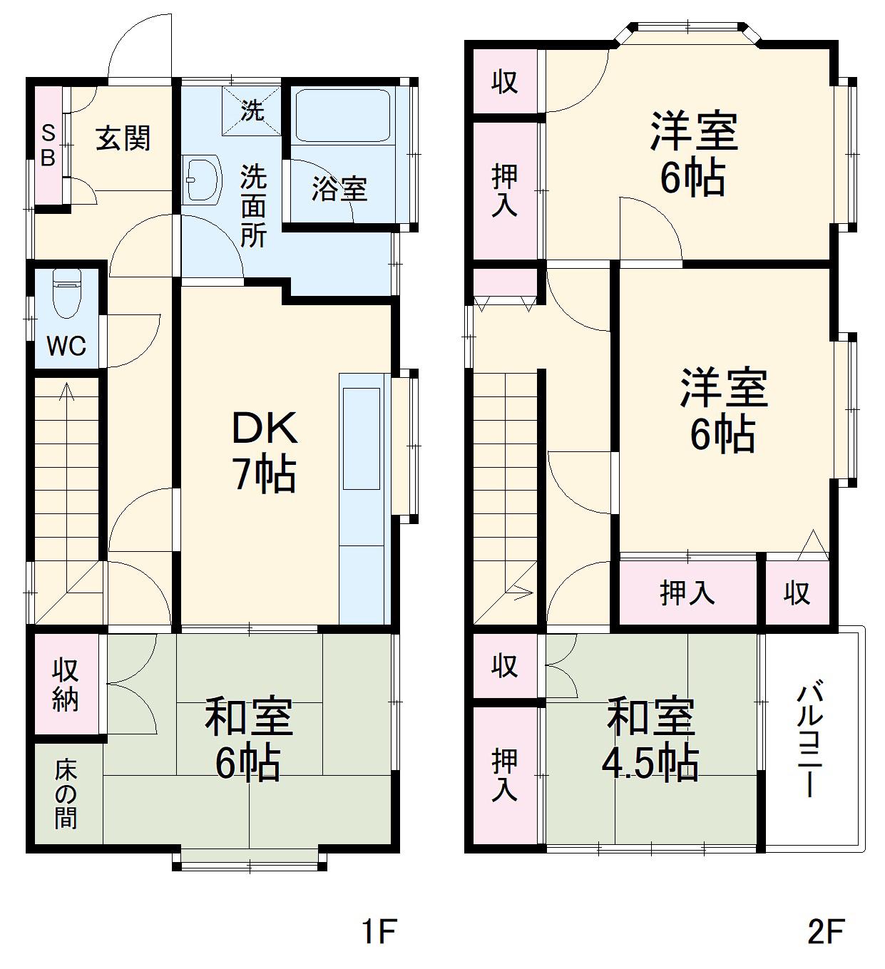 東武伊勢崎・大師線 谷塚駅 徒歩10分 2階建 築37年(4DK)の間取り写真