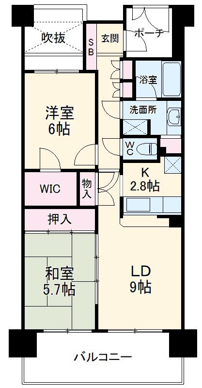 ガーデナヴィルラグナ市川妙典(2LDK/5階)の間取り写真