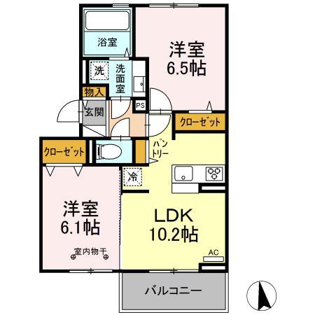 メイユール宮塚(2LDK/3階)の間取り写真