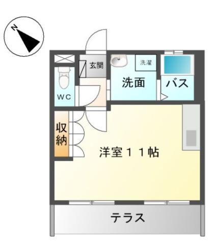 グランチェスタK-1(ワンルーム/1階)の間取り写真