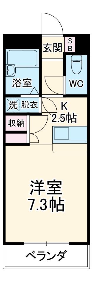 MODERATE(ワンルーム/3階)の間取り写真