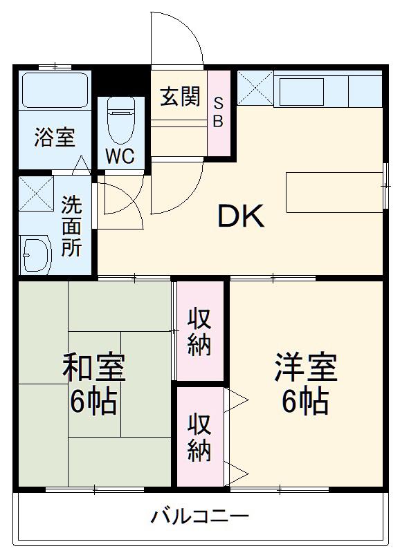 ハイリ—コーエツB(2DK/1階)の間取り写真