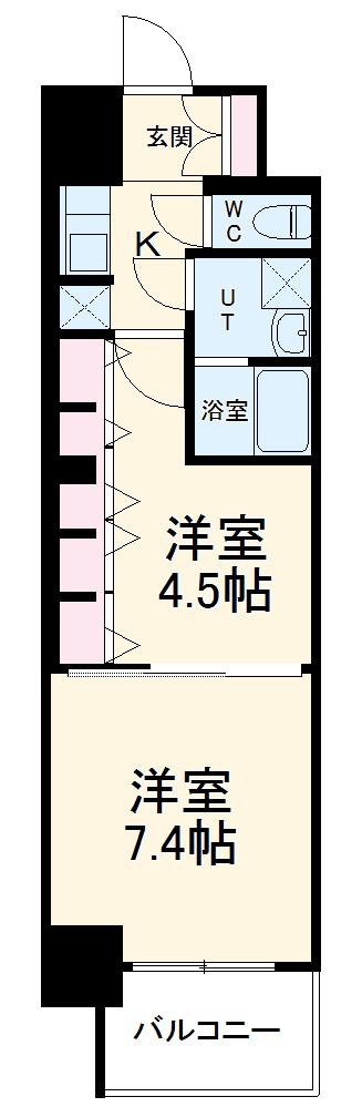 S-RESIDENCE六番町(2K/3階)の間取り写真