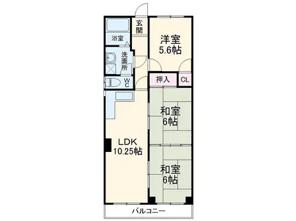 エディハイツ庄南(3LDK/3階)の間取り写真